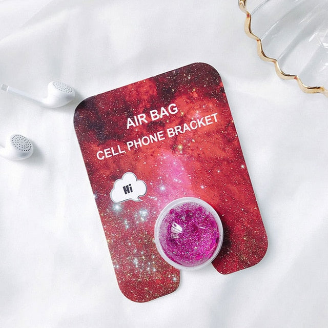 Glitter Quicksand Finger Grip Phone Holder for Portable  Phone Foldable Pocket Socket Air Bag Cell Fashion Bracket Stand - Go Gedget