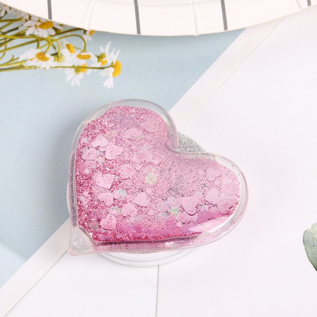 Glitter Quicksand Finger Grip Phone Holder for Portable  Phone Foldable Pocket Socket Air Bag Cell Fashion Bracket Stand - Go Gedget