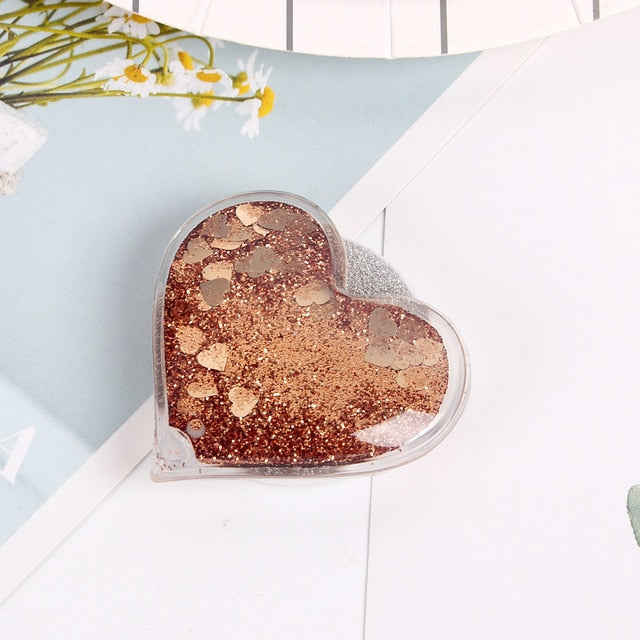 Glitter Quicksand Finger Grip Phone Holder for Portable  Phone Foldable Pocket Socket Air Bag Cell Fashion Bracket Stand - Go Gedget