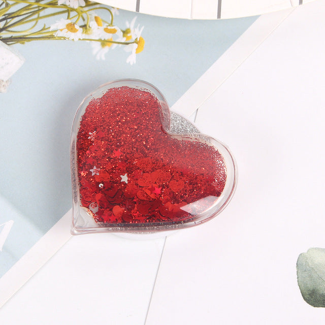 Glitter Quicksand Finger Grip Phone Holder for Portable  Phone Foldable Pocket Socket Air Bag Cell Fashion Bracket Stand - Go Gedget