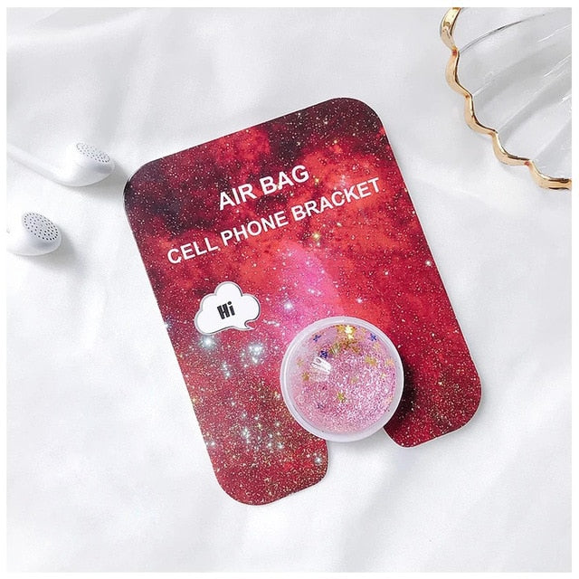 Glitter Quicksand Finger Grip Phone Holder for Portable  Phone Foldable Pocket Socket Air Bag Cell Fashion Bracket Stand - Go Gedget