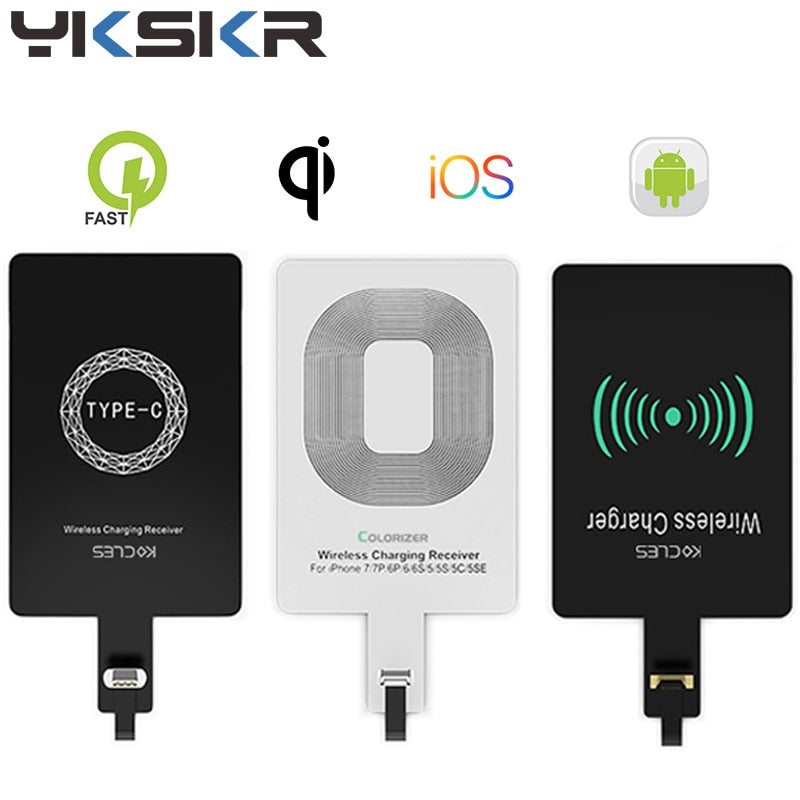 Micro USB Type C Universal Fast Wireless Charger adapter For Samsung huawei For iPhone For Android Qi Wireless Charging Receiver - Go Gedget
