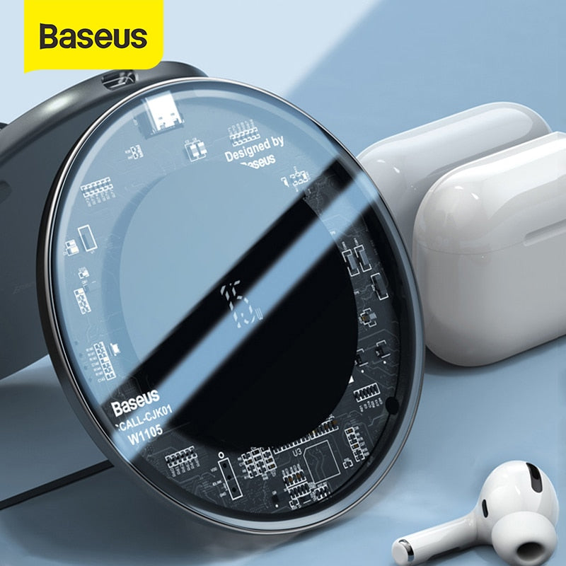Baseus 15W Fast Wireless Charger For iPhone 11 X Xs Max For Airpods Visible Qi Wireless Charging Pad For Samsung S10 S9 Note 10 - Go Gedget