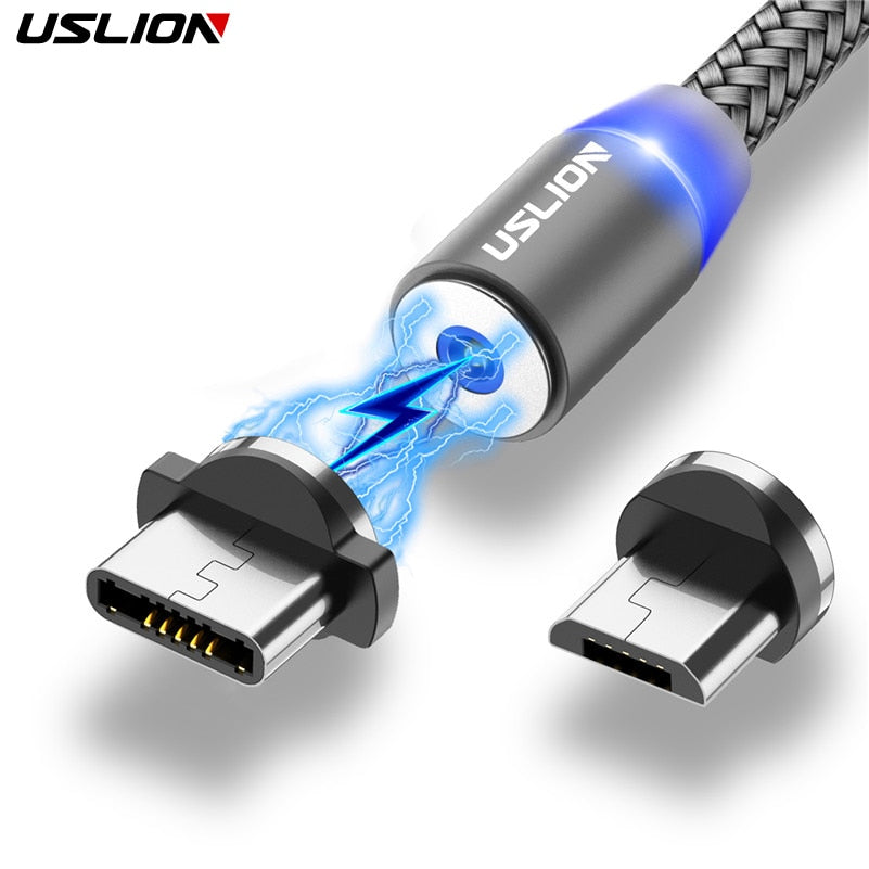 USLION Magnetic USB Cable Fast Charging USB Type C Cable Magnet Charger Data Charge Micro USB Cable Mobile Phone Cable USB Cord - Go Gedget